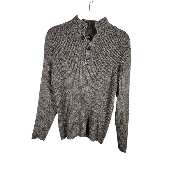 Driving Force Men’s Ribbed Pullover Sweater 1/3 Button Mocha Brown Size Medium - Picture 1 of 5